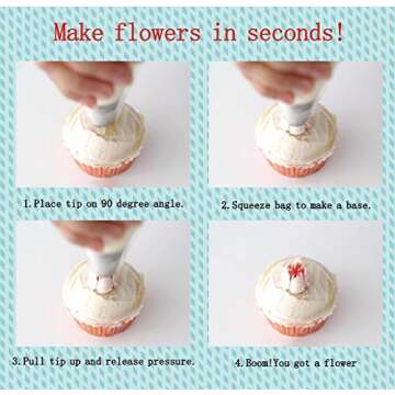 K&S Artisan Russian Piping Tips Set Cake Decorating Supplies Kit Flower Frosting tips Set 12 Icing Nozzles 2 Couplers 2 Leaf Tips 1 Silicone Bag 10 Pastry Baking Bags