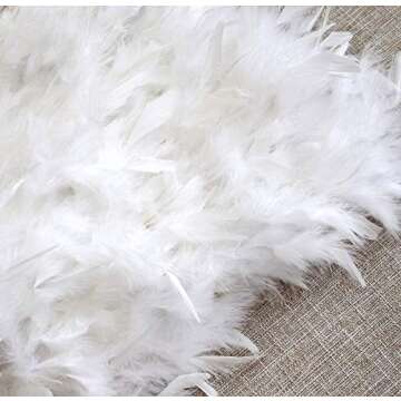 ZAKIA Women' 5 Skirts for True Natural Feathers, Family Feast, Feather Skirt (A-White, L)