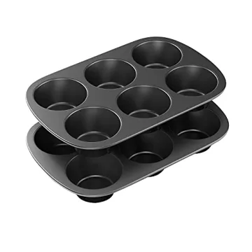 Tiawudi 2 Pack Nonstick Jumbo Muffin Pan, Heavy Duty Carbon Steel, Easy to Clean and Perfect for Bak...