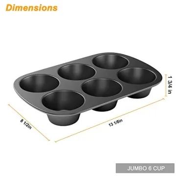Tiawudi Jumbo 6 Cup Muffin Pan, Nonstick 2 Pack
