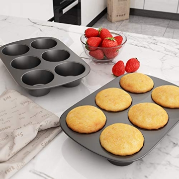 Tiawudi Jumbo 6 Cup Muffin Pan, Nonstick 2 Pack