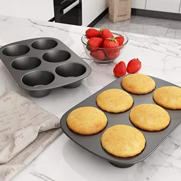 Tiawudi Jumbo 6 Cup Muffin Pan, Nonstick 2 Pack