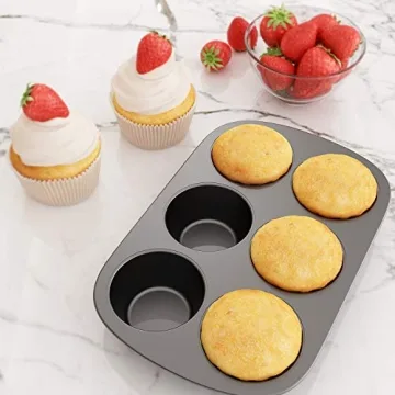 Tiawudi Jumbo 6 Cup Muffin Pan, Nonstick 2 Pack