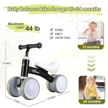 HAWEEK Baby Balance Bike Cute Toys for 1 Year Old Boy and Girl 12-24 Months Toddler Bike Baby Walker...