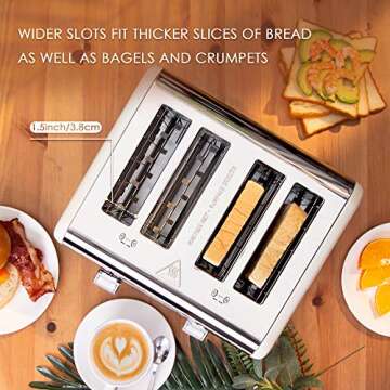 CUSIBOX 4 Slice Retro Toaster with Extra Wide Slots