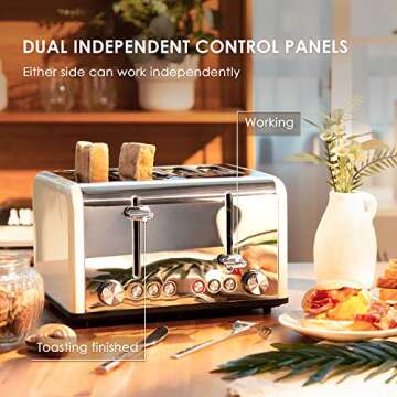 CUSIBOX 4 Slice Retro Toaster with Extra Wide Slots