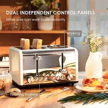 CUSIBOX 4 Slice Retro Toaster with Extra Wide Slots