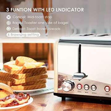 CUSIBOX 4 Slice Retro Toaster with Extra Wide Slots