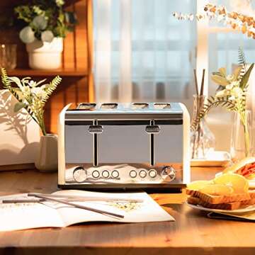 CUSIBOX 4 Slice Retro Toaster with Extra Wide Slots