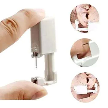 Self Nose Piercing Gun Ear Piercing Tool Kit Safety Earring Piercing Stud Kit Nose Clip Body Jewelry Piercing Tool(F)