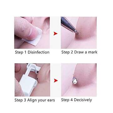 Self Nose Piercing Gun Ear Piercing Tool Kit Safety Earring Piercing Stud Kit Nose Clip Body Jewelry Piercing Tool(F)