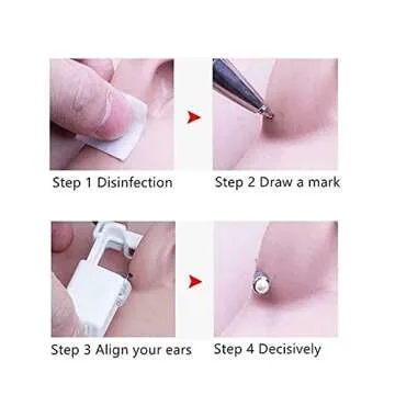 Self Nose Piercing Gun Ear Piercing Tool Kit Safety Earring Piercing Stud Kit Nose Clip Body Jewelry Piercing Tool(F)