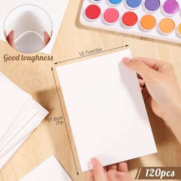120 Sheets Watercolor Paper Bulk, 140 lb/300 GSM Cold Press Paper White Water Color Paper Cotton Pap...