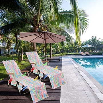 VOCOOL Beach Chair Towel Cover with Pockets for Outdoor