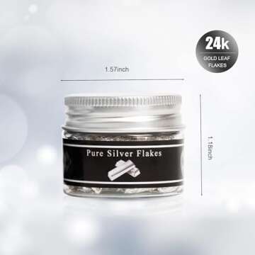 Edible Genuine Silver Leaf Flakes, 50mg Pure Silver Flakes for Skin Care Decorative Dishes,Genuine Silver Leaf for Cooking, Cakes & Chocolates, Decoration…