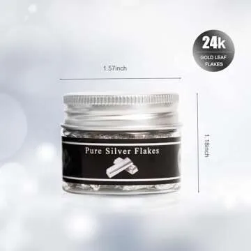Edible Genuine Silver Leaf Flakes, 50mg Pure Silver Flakes for Skin Care Decorative Dishes,Genuine Silver Leaf for Cooking, Cakes & Chocolates, Decoration…