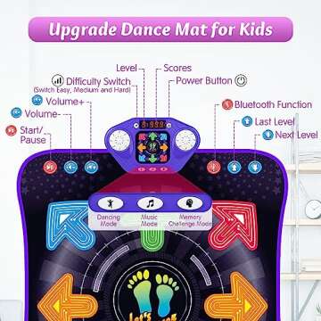 Light Up Dance Mat for 3-12 Year Olds with Bluetooth