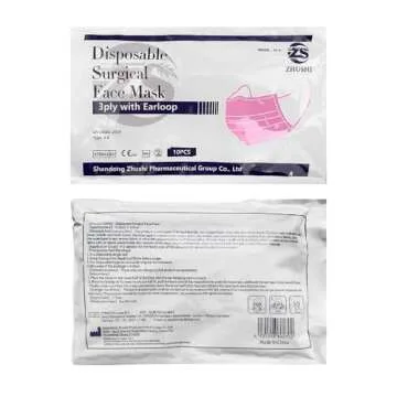 50PCS Cute Pink Disposable Comfortable Earloop Face Masks (10 PCS/Bag Sealed,Pack of 5) Medical Grad...