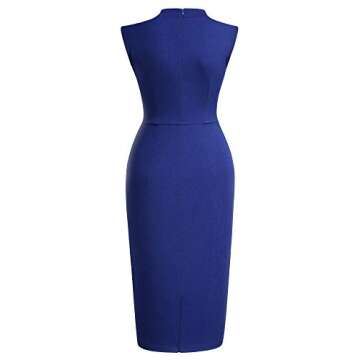 Miusol Women's Retro 1950s Style Half Collar Ruffle Cocktail Pencil Dress (Small, Royal Blue)