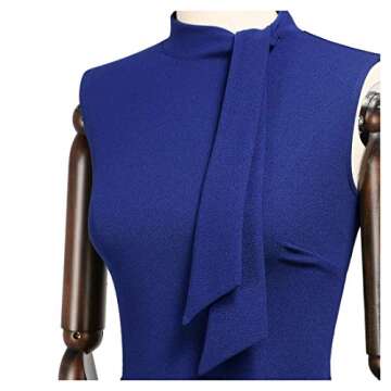 Miusol Women's Retro 1950s Style Half Collar Ruffle Cocktail Pencil Dress (Small, Royal Blue)