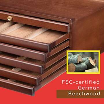 MEEDEN 6-Drawer Art Storage Box - Elegant Beech Wood