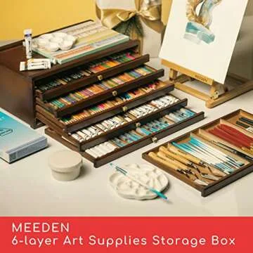 MEEDEN 6-Drawer Art Storage Box - Elegant Beech Wood