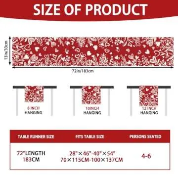 Heirloom Haven Valentine’s Day Red Heart Love Plant Table Runner 13x72 Inch , Holiday Kitchen Dini...