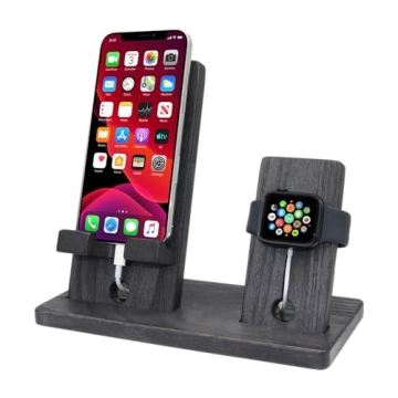 Wood Docking Station with Phone Stand & Magnetic Apple Watch Holder - Handmade Nightstand Organizer ...