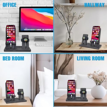 Wood Docking Station with Phone Stand and iWatch Holder