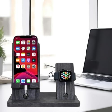 Wood Docking Station with Phone Stand and iWatch Holder