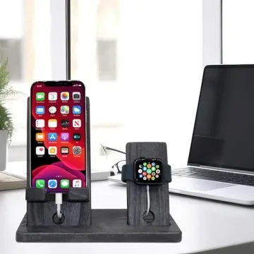 Wood Docking Station with Phone Stand and iWatch Holder