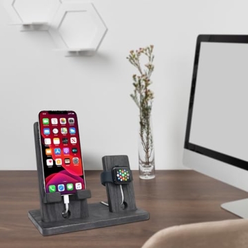 Wood Docking Station with Phone Stand and iWatch Holder