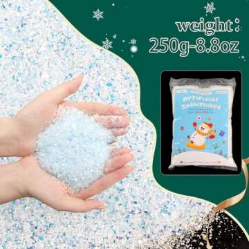 RGQSUN 8.8oz Christmas Fake Snow Decoration for Crafts,Artificial Fake Snow Powder Filler White Snow for Christmas Party Decoration Supplies