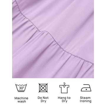 ZESICA Women's Sexy Boho Off Shoulder Puff Short Sleeve High Waist Ruffled Flowy A Line Beach Party Midi Dress,Purple,Large