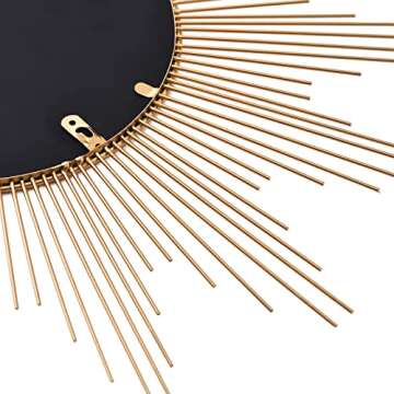 Cityelf 24'' Large Sunburst Mirror Wall Decor Gold Metal Mirror for Wall Iron Frame Boho Home Decor Hanging Decorative Wall Mirror for Living Room/Bedroom/Bathroom/Entryway