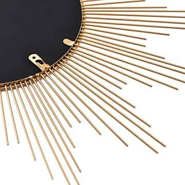 Cityelf 24'' Large Sunburst Mirror Wall Decor Gold Metal Mirror for Wall Iron Frame Boho Home Decor Hanging Decorative Wall Mirror for Living Room/Bedroom/Bathroom/Entryway