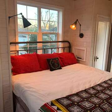 CLAXY Industrial Black and Antique Brass Swing Arm Wall Light Functional Sconce Light-2 Pack