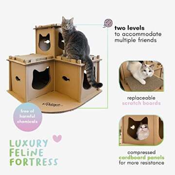 Eco-Friendly Multilevel Cat House Fortress for Pets