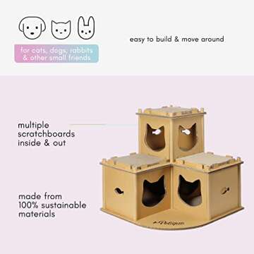 Eco-Friendly Multilevel Cat House Fortress for Pets