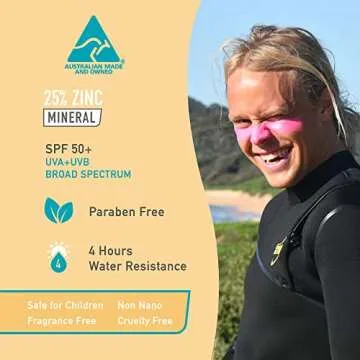 Sun Zapper Zinc Oxide Sunscreen - Pink, White & Blue - SPF 50+ Very High Sun Protection Waterproof S...