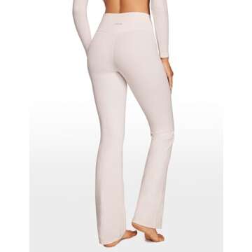 INGIA High Waist Mini Flared Leggings for Women 31" Bootcut Tummy Control Casual Lounge Yoga Pants Coconut White Medium