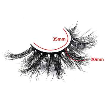 Derun 5 Pairs 20MM 3D Long Real Mink Lashes Pack Natural Look Fluffy Volume Eyelashes Handmade Thick...