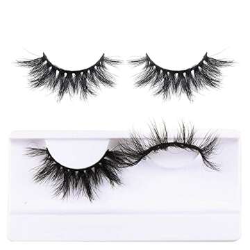 Derun 5 Pairs 20MM 3D Long Real Mink Lashes Pack Natural Look Fluffy Volume Eyelashes Handmade Thick Soft Reusable Dramatic Criss-cross Lash (5Pairs1Style(Pixie))