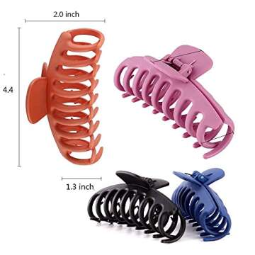 SHALAC Large Hair Claw Clips for Thick Hair 4 PCS, Strong Hold Perfect for Women, Barrettes for Long...