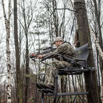Hawk 21' Sasquatch 1.5-Man Ladder Stand | Durable Hunting Archery Steel 1 Person Tree Stand with Fli...