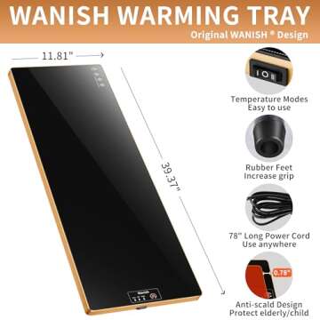 Electric Warming Tray（Extra Long 40”x12”），Food Warmer with Thermostat and Full Surface Hea...