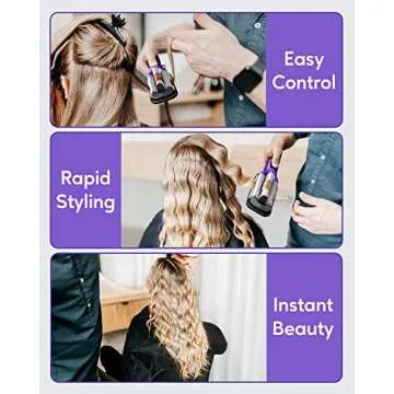 Wavytalk Hair Waver 3 Barrel Deep Hair Crimper Beachy Waves Curling Iron Ceramic Curling Wand Adjustable Heat Range for All Hair Types Dual Voltage for Travel, Purple
