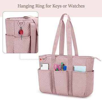 Fasrom Teacher Tote Bag for Women, Large Teacher Work Bags with Laptop Compartment for Teacher Supplies (Empty Bag Only), Pink