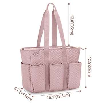 Fasrom Teacher Tote Bag for Women, Large Teacher Work Bags with Laptop Compartment for Teacher Supplies (Empty Bag Only), Pink