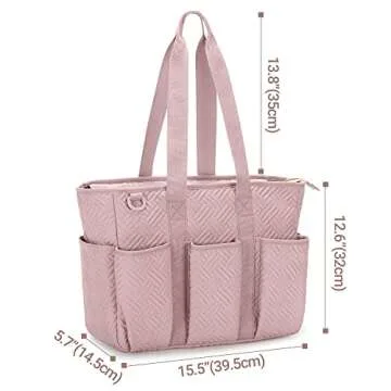 Fasrom Teacher Tote Bag for Women, Large Teacher Work Bags with Laptop Compartment for Teacher Supplies (Empty Bag Only), Pink